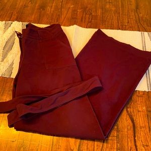 Burgundy Wide Leg Dress Pants